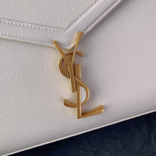 Load image into Gallery viewer, YSL Cassandra Medium Top Handle Bag in Grain Poudre Embossed Leather