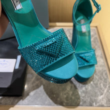 Load image into Gallery viewer, Prada Satin Platform With Crystals
