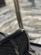 Load image into Gallery viewer, YSL College Medium Chain Bag In Light Suede With Fringes