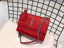 Load image into Gallery viewer, YSL Medium Sunset In Crocodile Embossed Shiny Leather Bag