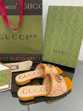 Load image into Gallery viewer, Gucci Slide GG Raffia Effect Slide