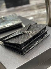 Load image into Gallery viewer, YSL Cassandra Medium Chain Bag In crocodile Embossed Shiny Leather