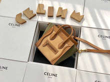 Load image into Gallery viewer, Celine MICRO LUGGAGE HANDBAG IN TEXTILE AND NATURAL CALFSKIN TAN/WHITE