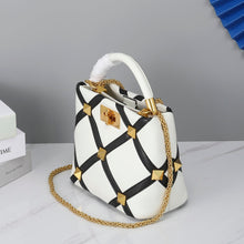 Load image into Gallery viewer, Valentino Garavani Small Roman Stud The Handle Bag In Nappa With Grid Detailing