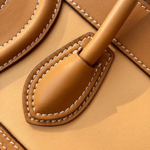 Load image into Gallery viewer, Celine MICRO LUGGAGE HANDBAG IN TEXTILE AND NATURAL CALFSKIN TAN/WHITE