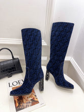 Load image into Gallery viewer, Fendi High-heeled FF Chenille Boots