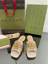 Load image into Gallery viewer, Gucci GG Raffia Effect Slide