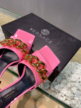 Load image into Gallery viewer, Versace Medusa Chain Mid Heel Nappa Leather Mule