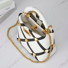 Load image into Gallery viewer, Valentino Garavani Small Roman Stud The Handle Bag In Nappa With Grid Detailing