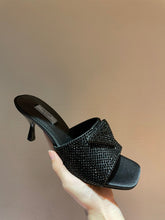 Load image into Gallery viewer, Prada Satin Sandals With Crystals