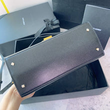 Load image into Gallery viewer, YSL Cassandra Medium Top Handle Bag in Grain Poudre Embossed Leather