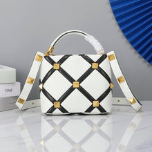 Load image into Gallery viewer, Valentino Garavani Small Roman Stud The Handle Bag In Nappa With Grid Detailing