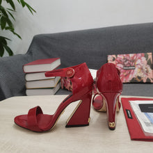 Load image into Gallery viewer, Dolce & Gabbana Nappa Leather Sandals With Geometric Heels