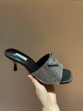 Load image into Gallery viewer, Prada Satin Sandals With Crystals