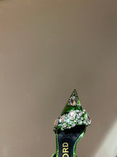 Load image into Gallery viewer, Tom Ford Mirror Leather And Crystal Stones Pointy Jewel Sandal