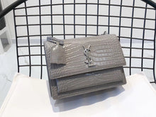 Load image into Gallery viewer, YSL Medium Sunset In Crocodile Embossed Shiny Leather Bag