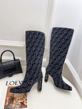 Load image into Gallery viewer, Fendi High-heeled FF Chenille Boots