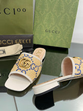 Load image into Gallery viewer, Gucci GG Raffia Effect Slide