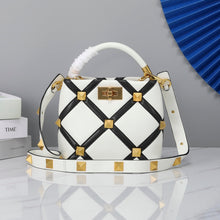 Load image into Gallery viewer, Valentino Garavani Small Roman Stud The Handle Bag In Nappa With Grid Detailing