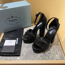 Load image into Gallery viewer, Prada Satin Platform With Crystals