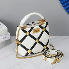 Load image into Gallery viewer, Valentino Garavani Small Roman Stud The Handle Bag In Nappa With Grid Detailing