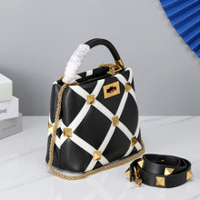 Load image into Gallery viewer, Valentino Garavani Small Roman Stud The Handle Bag In Nappa With Grid Detailing