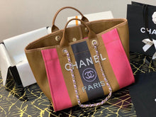 Load image into Gallery viewer, Chanel Straw Raffia Calfskin Striped Medium Deauville Tote - LUXURY KLOZETT