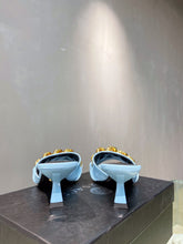 Load image into Gallery viewer, Versace Medusa Chain Mid Heel Nappa Leather Mule