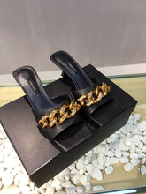 Load image into Gallery viewer, Versace Medusa Chain Mid Heel Nappa Leather Mule