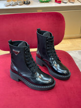 Load image into Gallery viewer, Prada Brushed-Leather and Re-Nylon Boots