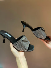 Load image into Gallery viewer, Prada Satin Sandals With Crystals