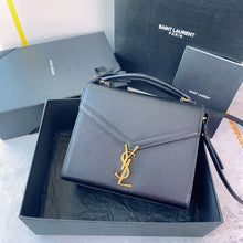 Load image into Gallery viewer, YSL Cassandra Medium Top Handle Bag in Grain Poudre Embossed Leather