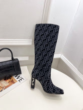Load image into Gallery viewer, Fendi High-heeled FF Chenille Boots