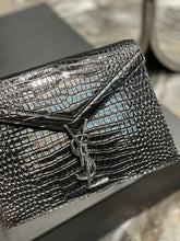 Load image into Gallery viewer, YSL Cassandra Medium Chain Bag In crocodile Embossed Shiny Leather