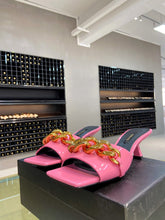 Load image into Gallery viewer, Versace Medusa Chain Mid Heel Nappa Leather Mule