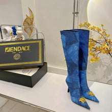 Load image into Gallery viewer, Versace Denim Patchwork Boots