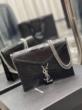 Load image into Gallery viewer, YSL Cassandra Medium Chain Bag In crocodile Embossed Shiny Leather