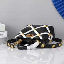 Load image into Gallery viewer, Valentino Garavani Small Roman Stud The Handle Bag In Nappa With Grid Detailing