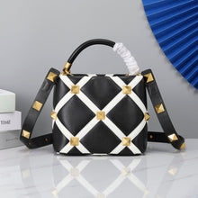 Load image into Gallery viewer, Valentino Garavani Small Roman Stud The Handle Bag In Nappa With Grid Detailing