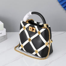 Load image into Gallery viewer, Valentino Garavani Small Roman Stud The Handle Bag In Nappa With Grid Detailing