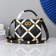 Load image into Gallery viewer, Valentino Garavani Small Roman Stud The Handle Bag In Nappa With Grid Detailing