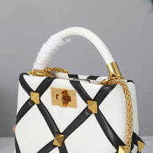 Load image into Gallery viewer, Valentino Garavani Small Roman Stud The Handle Bag In Nappa With Grid Detailing