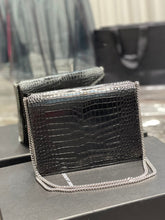 Load image into Gallery viewer, YSL Cassandra Medium Chain Bag In crocodile Embossed Shiny Leather