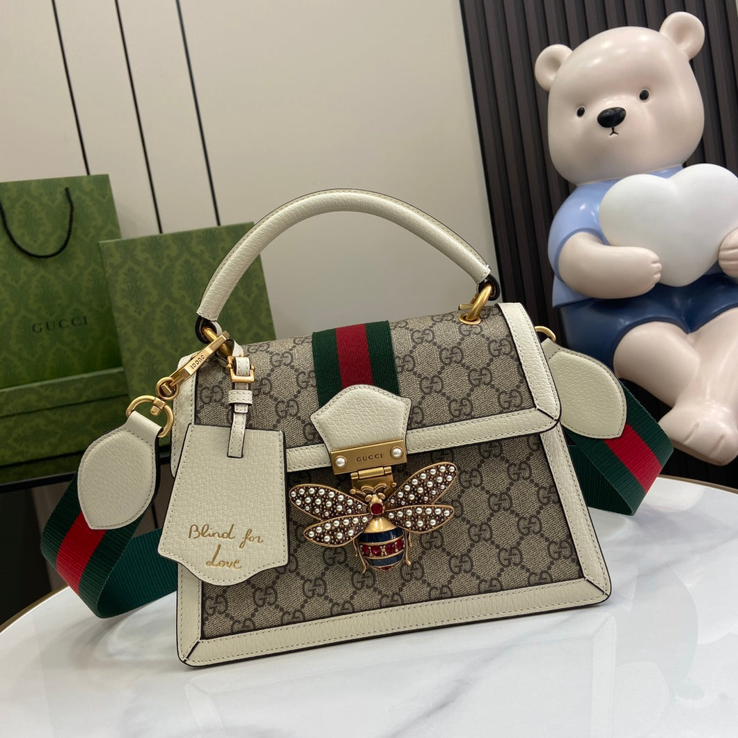 GUCCI GG Supreme Monogram Queen Margaret Top Handle Bag