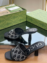 Load image into Gallery viewer, Gucci GG Mid Heel Sandals
