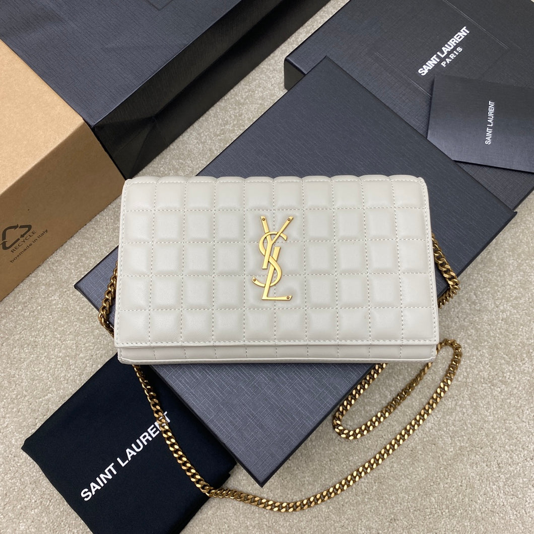 YSL Cassandre Matelassé Carré Chain Wallet IN Lambskin