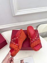 Load image into Gallery viewer, Valentino Rockstud Wedge Sandals
