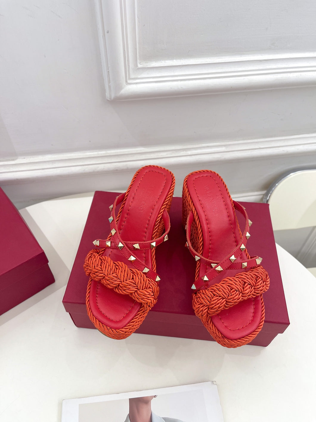 Valentino Rockstud Wedge Sandals