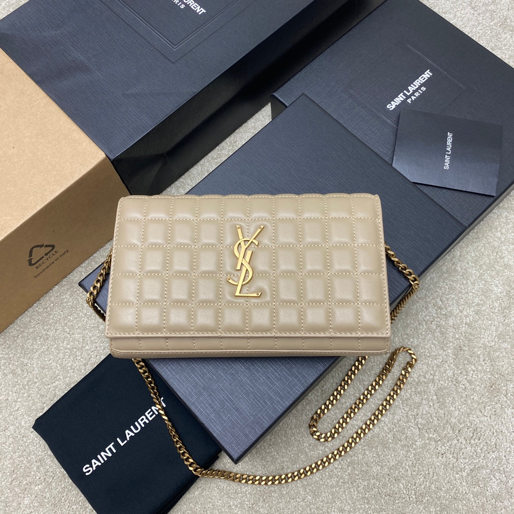 YSL Cassandre Matelassé Carré Chain Wallet IN Lambskin