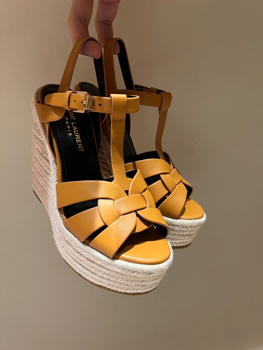 YSL TRIBUTE ESPADRILLES WEDGE IN SMOOTH LEATHER